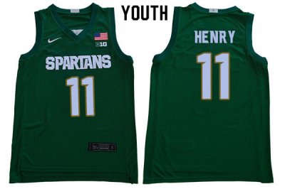 Youth Aaron Henry Michigan State Spartans #11 Nike NCAA 2019-20 Green Authentic College Stitched Basketball Jersey NX50Z76RT